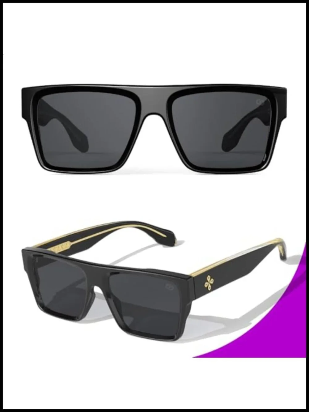 Oversized Square Flat Top Sunglasses UV400 Protection TR90 Frame